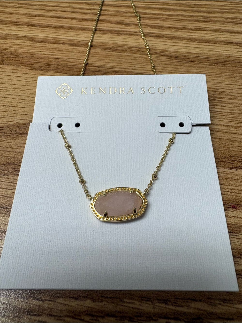 Kendra Scott Gold Necklace with Pale Pink Stone NWT